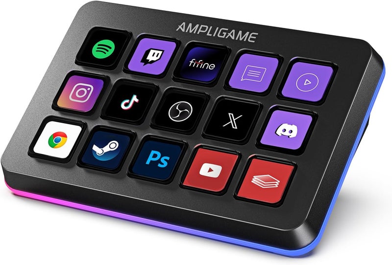 AmpliGame Fifine Stream Controller with 15 Macro Keys, Streaming Keyboard with Trigger Actions in OBS/Twitch/YouTube/Streamlabs, Shortcut Buttons Keypad Works with Mac and PC-D6 - Image 1